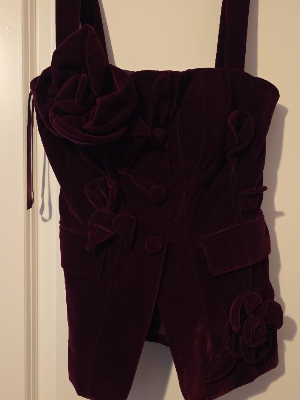 Muse by Marchesa Laurel Velvet Applique Sleeveless Button Up Coordinating Vest - Picture 11 of 11